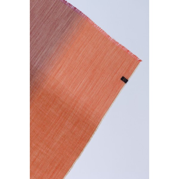 Ombre alpakos-šilko šalis, oranžinės-rudos spalvos