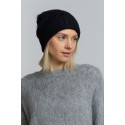 Ilgo plauko kepurė Zuniga, juodos spalvos