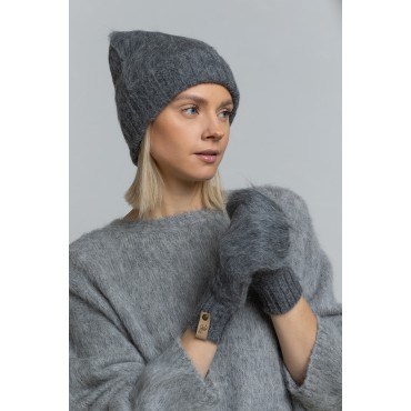 Ilgo plauko kumštinės pirštinės Acosta, tamsiai pilkos spalvos