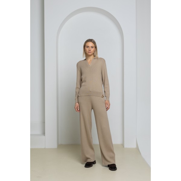 Laisvalaikio kelnės Willa, smėlio spalvos