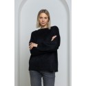 Ilgo plauko megztinis Clotilde, juodos spalvos