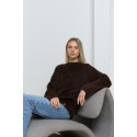 Ilgo plauko megztinis Clotilde, šokolado spalvos
