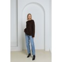 Ilgo plauko megztinis Clotilde, šokolado spalvos
