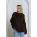 Ilgo plauko megztinis Clotilde, šokolado spalvos