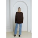 Ilgo plauko megztinis Clotilde, šokolado spalvos