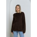 Ilgo plauko megztinis Clotilde, šokolado spalvos