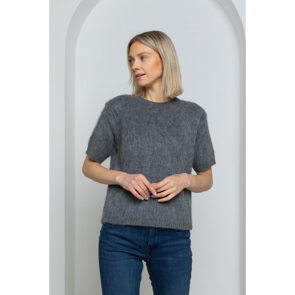 Ilgo plauko megztinis Celeste, grafito spalvos