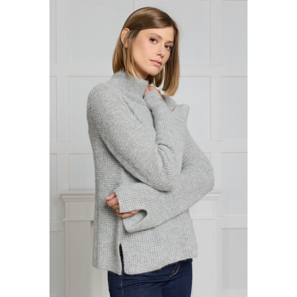 Megztinis su apykakle Selena, pilkos spalvos