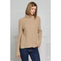 Megztinis su apykakle Selena, smėlio spalvos