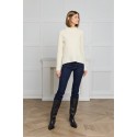 Megztinis su apykakle Selena, vanilės spalvos