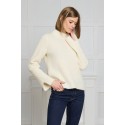 Megztinis su apykakle Selena, vanilės spalvos