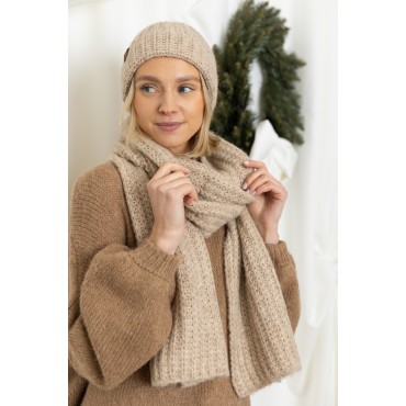 Stambaus mezgimo šalikas Tello, smėlio spalvos