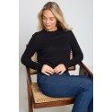Klasikinis megztinis apvaliu kaklu Andrea, juodos spalvos