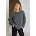 Ilgo plauko megztinis Clotilde, grafito spalvos