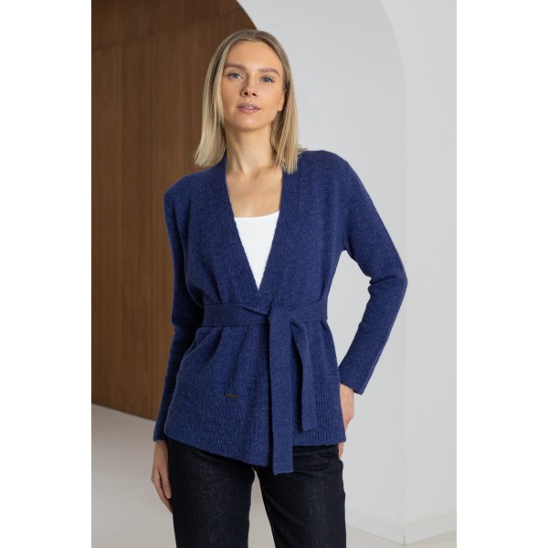 Kardiganas su diržu Salka, violetinės spalvos