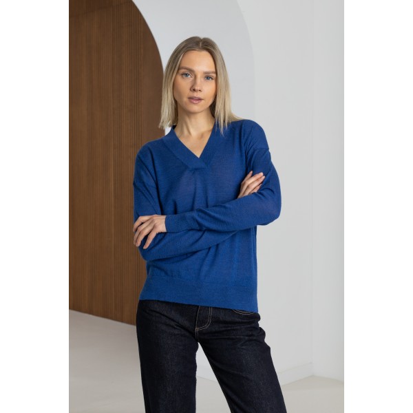 Megztinis trikampe iškirpte Nallely, mėlynos spalvos