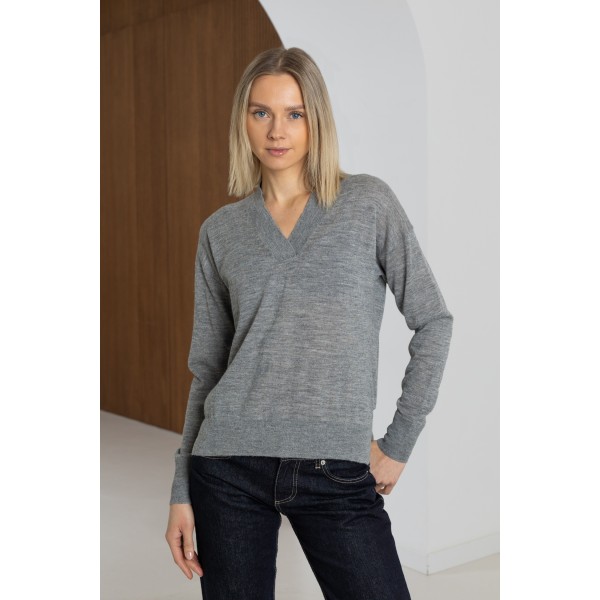 Megztinis trikampe iškirpte Nallely, pilkos spalvos