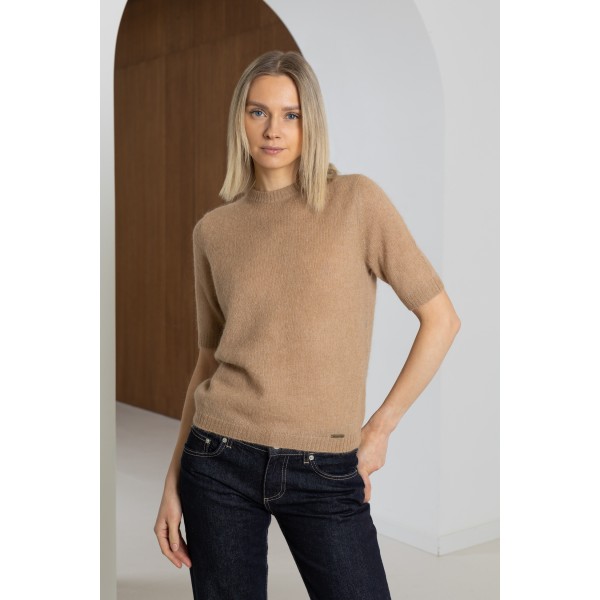 Megztinis trumpomis rankovėmis Fadila, smėlio spalvos