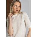 Megztinis trumpomis rankovėmis Fadila, vanilės spalvos