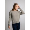 Klasikinis megztinis apvaliu kaklu Andrea, rusvai žalsvos spalvos