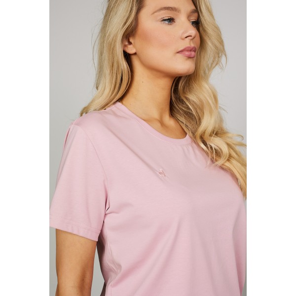 Merserizuotos medvilnės „oversize“ marškinėliai Amure, rožinės spalvos