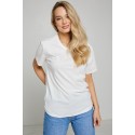 Merserizuotos medvilnės „oversize“ marškinėliai Amure, baltos spalvos