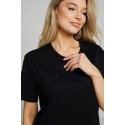 Merserizuotos medvilnės „oversize“ marškinėliai Amure, juodos spalvos