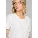 Merserizuotos medvilnės „oversize“ marškinėliai Amure, baltos spalvos