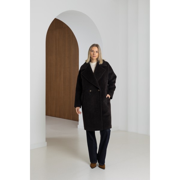 Paltas su tviskesiu Milla, šokolado spalvos