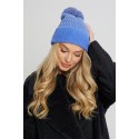 Kepurė su dideliu bumbulu Elisa, mėlynos spalvos