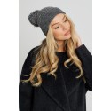 Kepurė su dideliu bumbulu Elisa, tamsiai pilkos spalvos