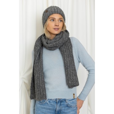 Stambaus mezgimo šalikas Tello, pilkos spalvos