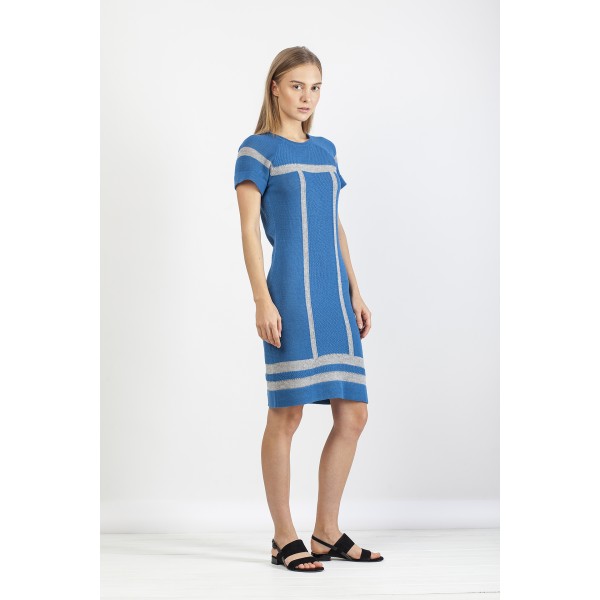 Suknelė trumpomis rankovėmis Inti, mėlynos spalvos