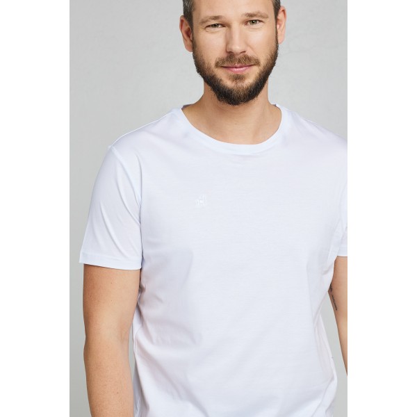 Merserizuotos medvilnės marškinėliai Nicolas, baltos spalvos