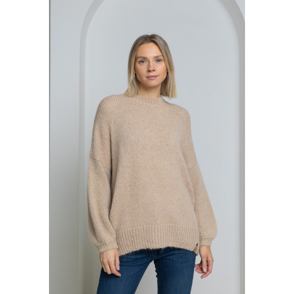 Megztinis pūstomis rankovėmis Stella, smėlio spalvos