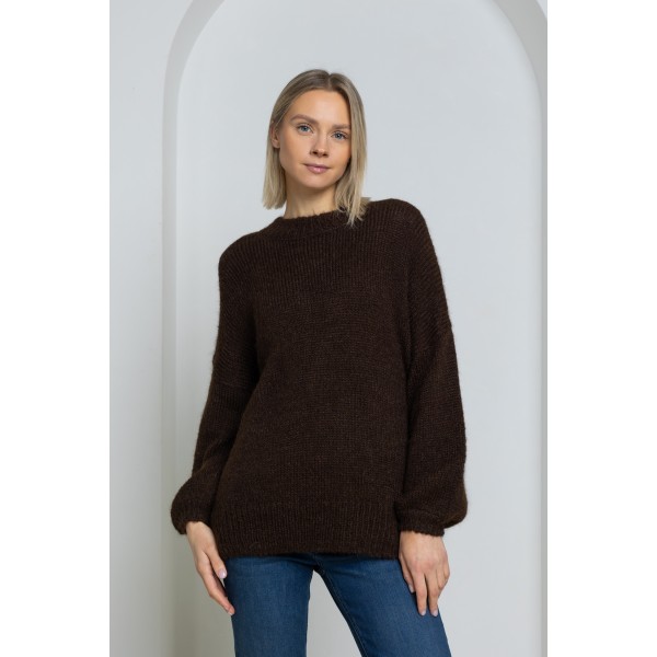 Megztinis pūstomis rankovėmis Stella, šokolado spalvos